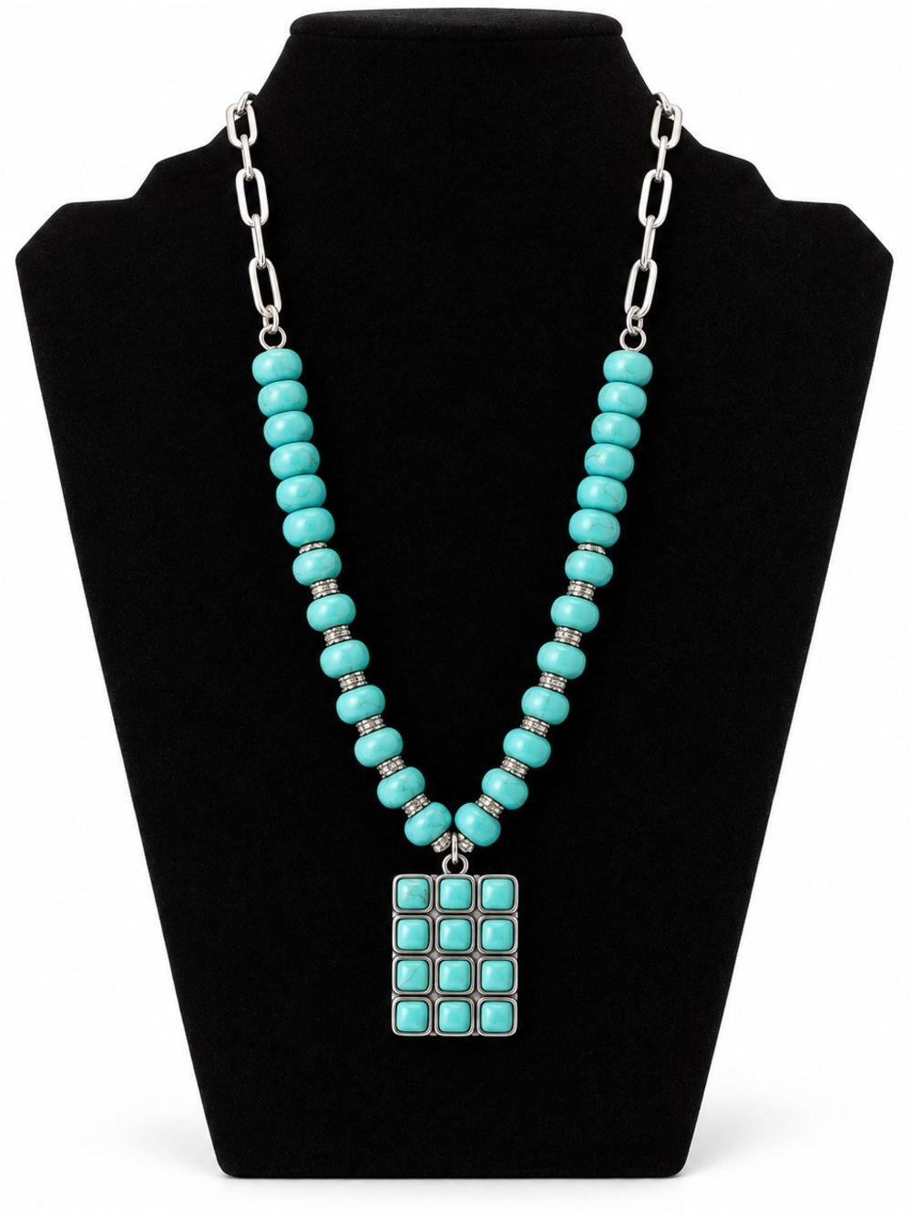 Emma & Turquoise Colored Beaded Pendant Necklace